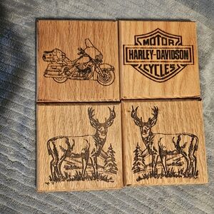 Harley-Davidson Wooden Coasters Set